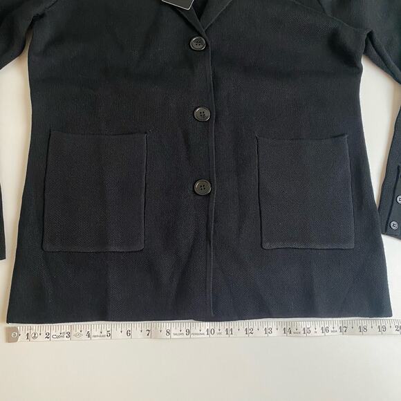 Kancy Kole Cardigan Blazer Knit NWT Gorgeous Navy Blue Pockets Office Capsule - Picture 11 of 13